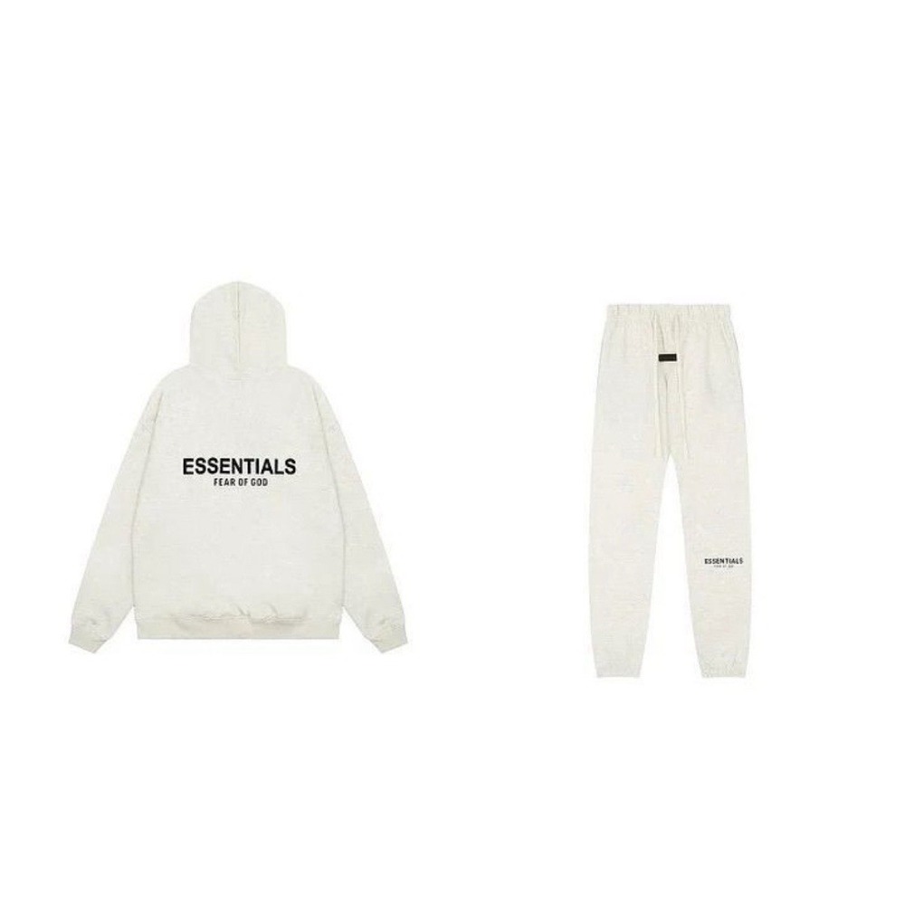 Fear of God Essentials Light Oatmeal‎ Piece Set Hoodie and Sweatpants Sz Large